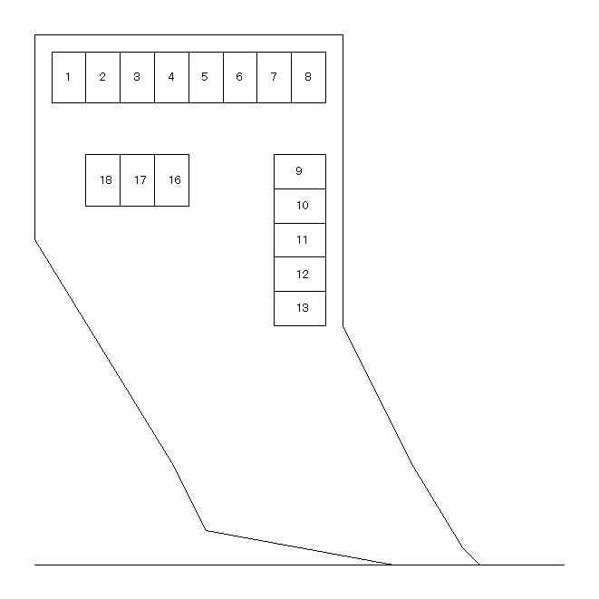 北摂安全モータープールの駐車配置図