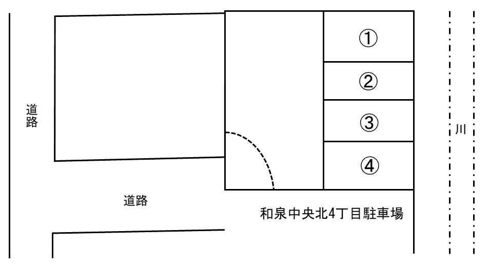 和泉中央北4丁目駐車場の駐車配置図