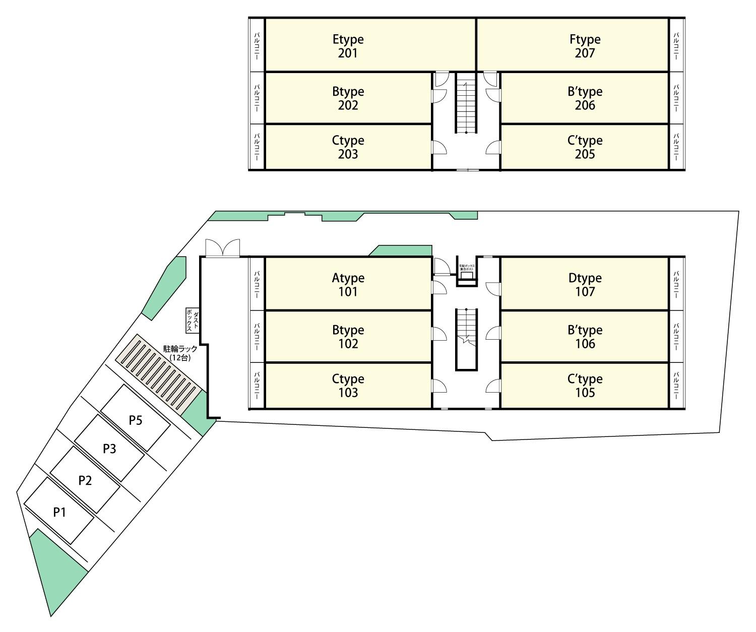 メゾン・シェノンの駐車配置図