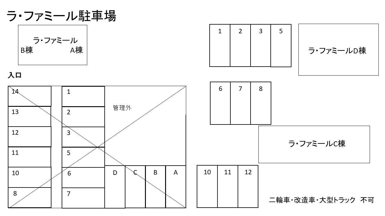 ラ・ファミールＣ・Ｄ棟駐車場の駐車配置図
