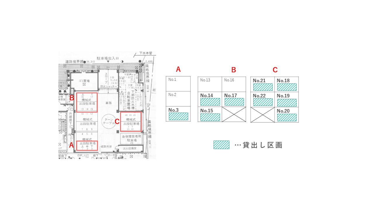 十条仲原１丁目駐車場の駐車配置図