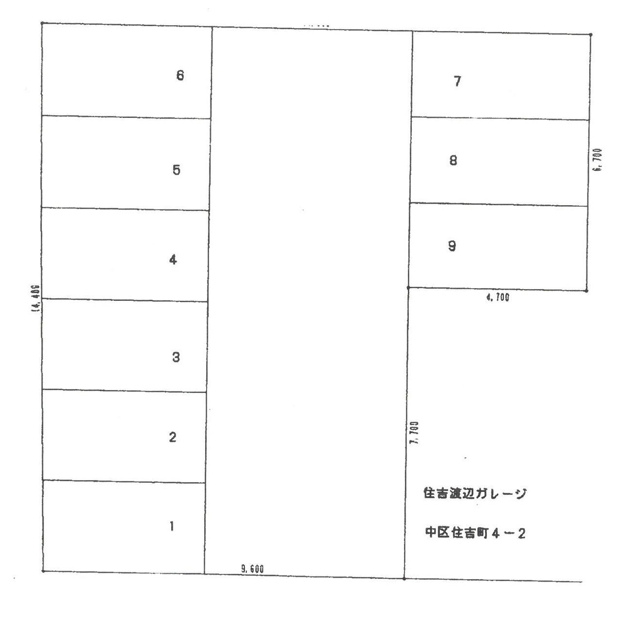 住吉渡辺ｶﾞﾚｰｼﾞの駐車配置図