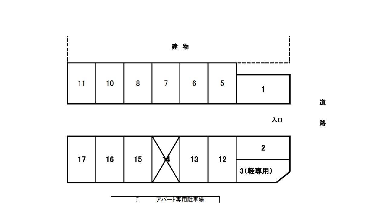 コーポ島根Ⅱ駐車場の駐車配置図