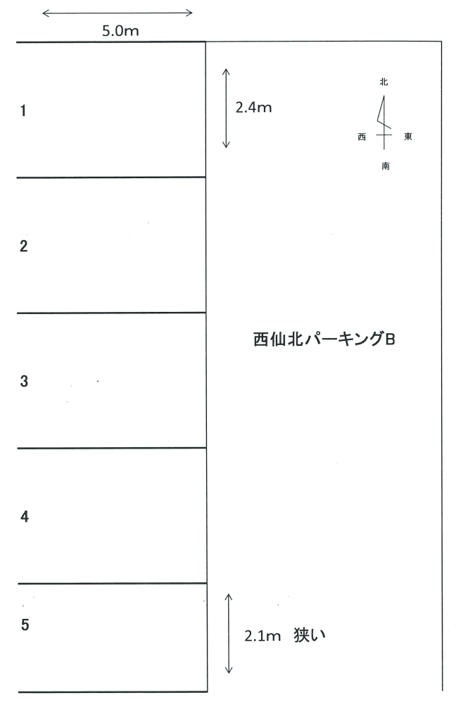 西仙北パーキングＢの駐車配置図