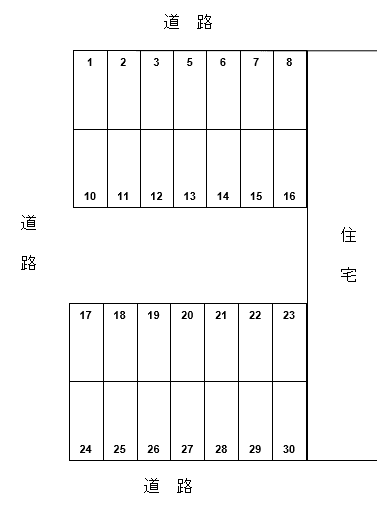 吉田大治町馬島大道東18番2駐車場の駐車配置図