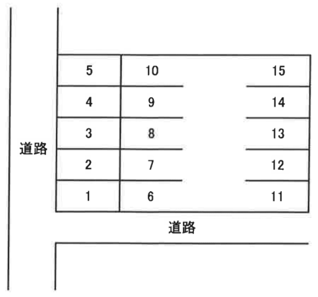 大西駐車場の駐車配置図