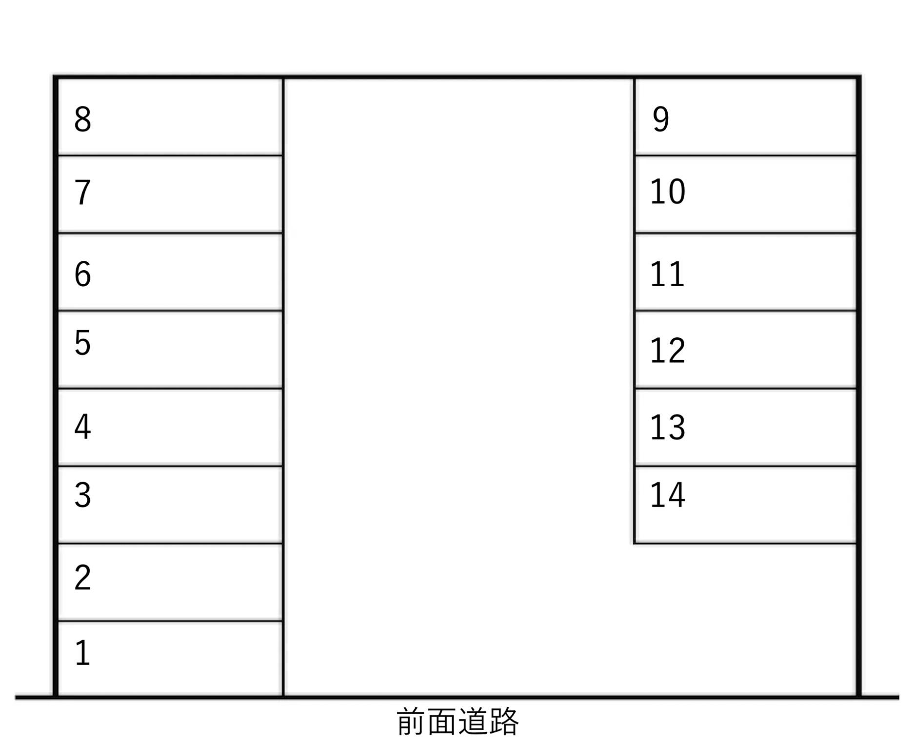 山泰産業ガレージの駐車配置図