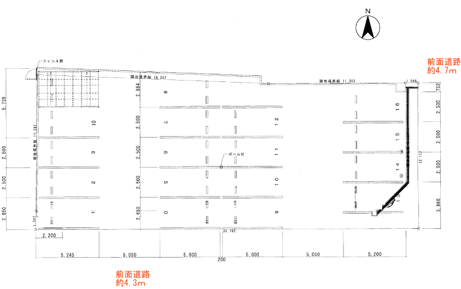 武岡ハイツ駐車場の駐車配置図