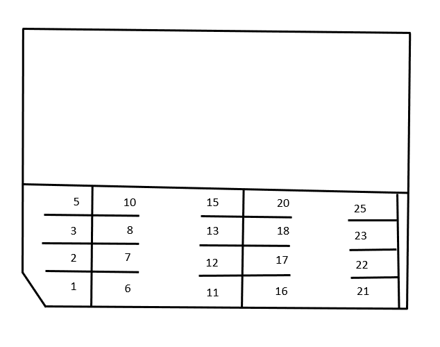 米泉踏切り前駐車場の駐車配置図