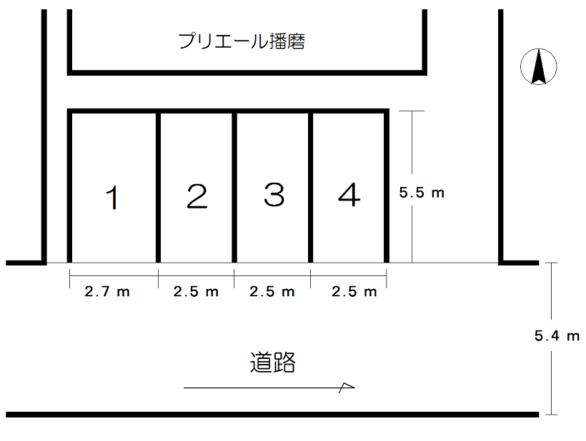 プリエール播磨駐車場の駐車配置図