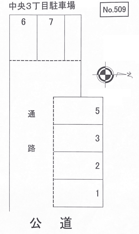 中央3丁目駐車場の駐車配置図