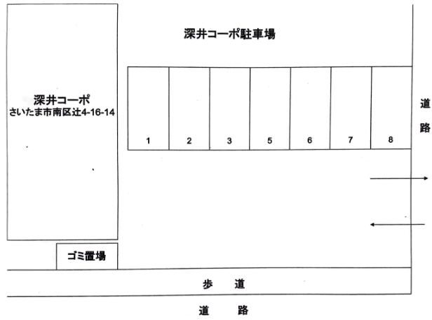 深井コーポ駐車場の駐車配置図