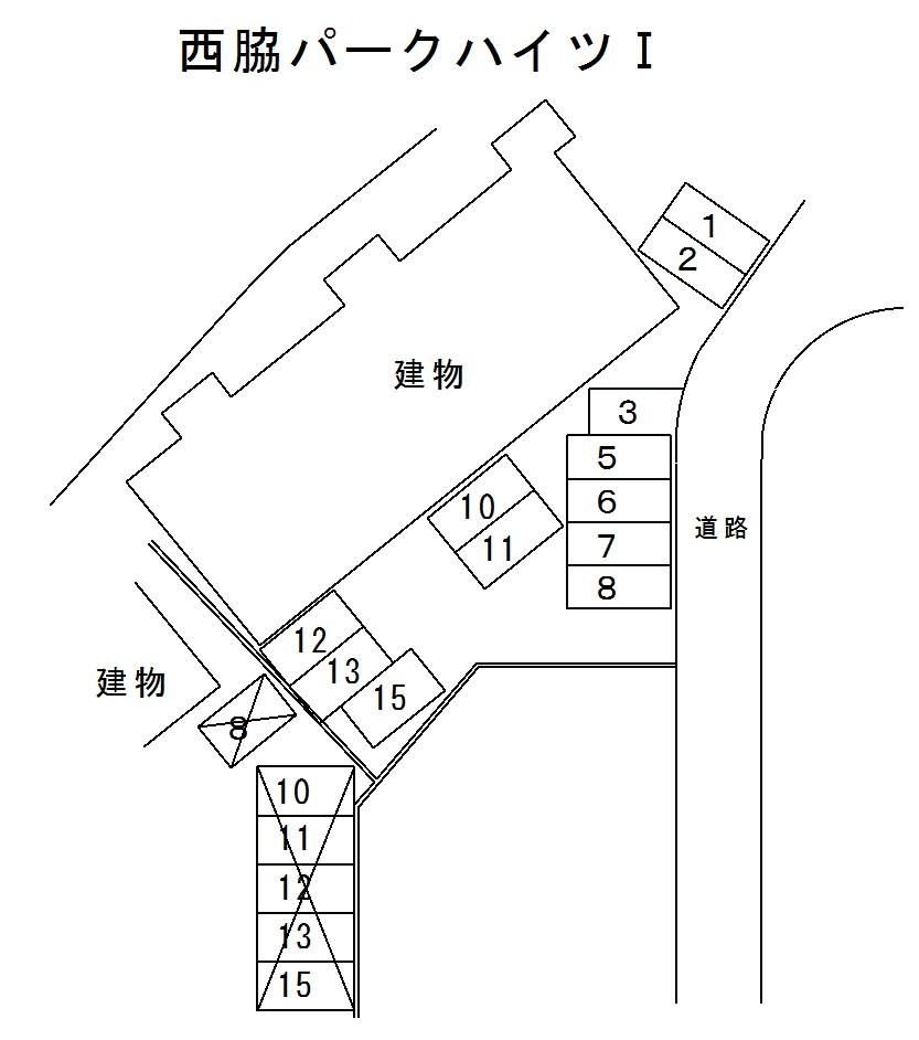 西脇パークハイツⅠの駐車配置図