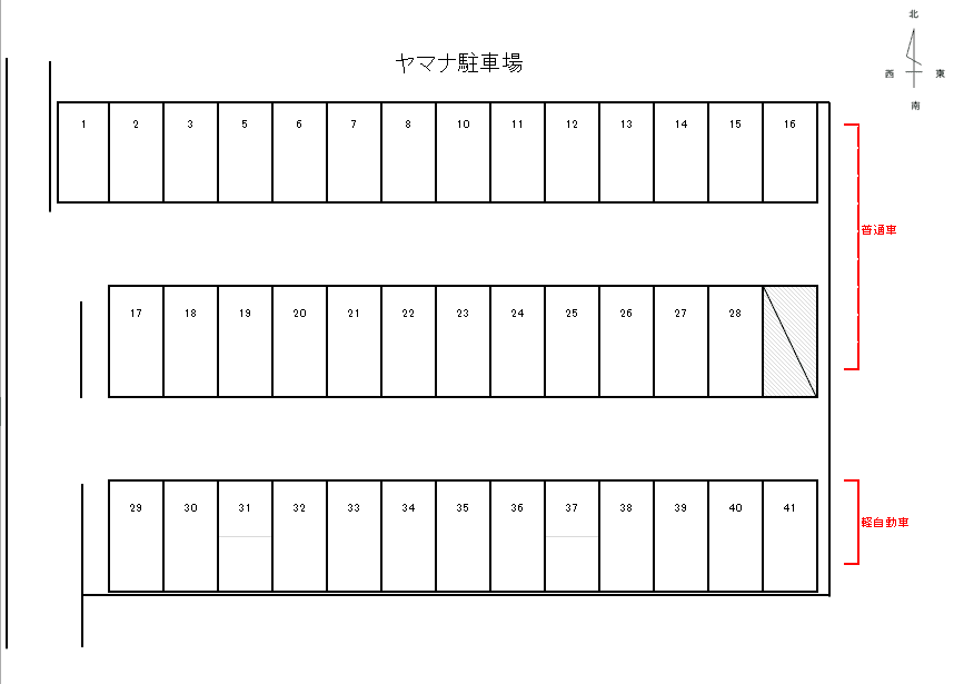 東今宿ヤマナ駐車場の駐車配置図