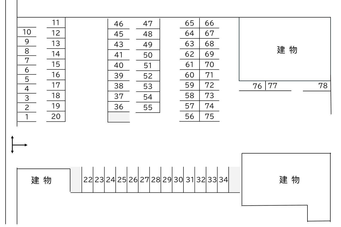 西川ガレージの駐車配置図