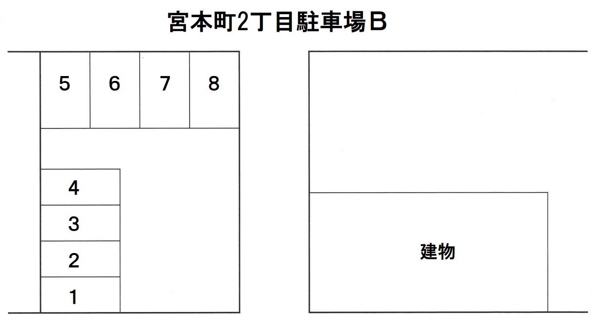 宮本町2丁目駐車場Ｂの駐車配置図