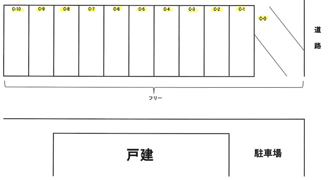 西岡グリーンパーク駐車場の駐車配置図