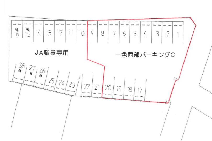 ＪＡ西三河　一色西部パーキングＣの駐車配置図