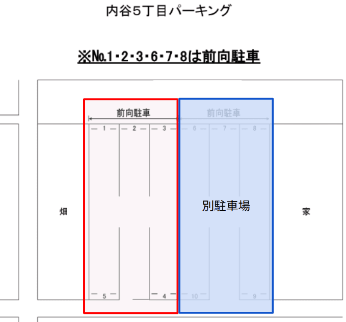 内谷５丁目パーキング(Ｏ)の駐車配置図