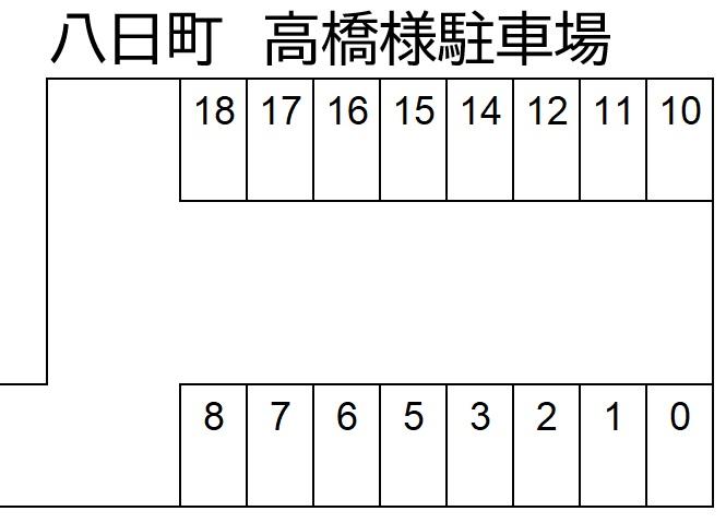 八日町　高橋様駐車場の駐車配置図