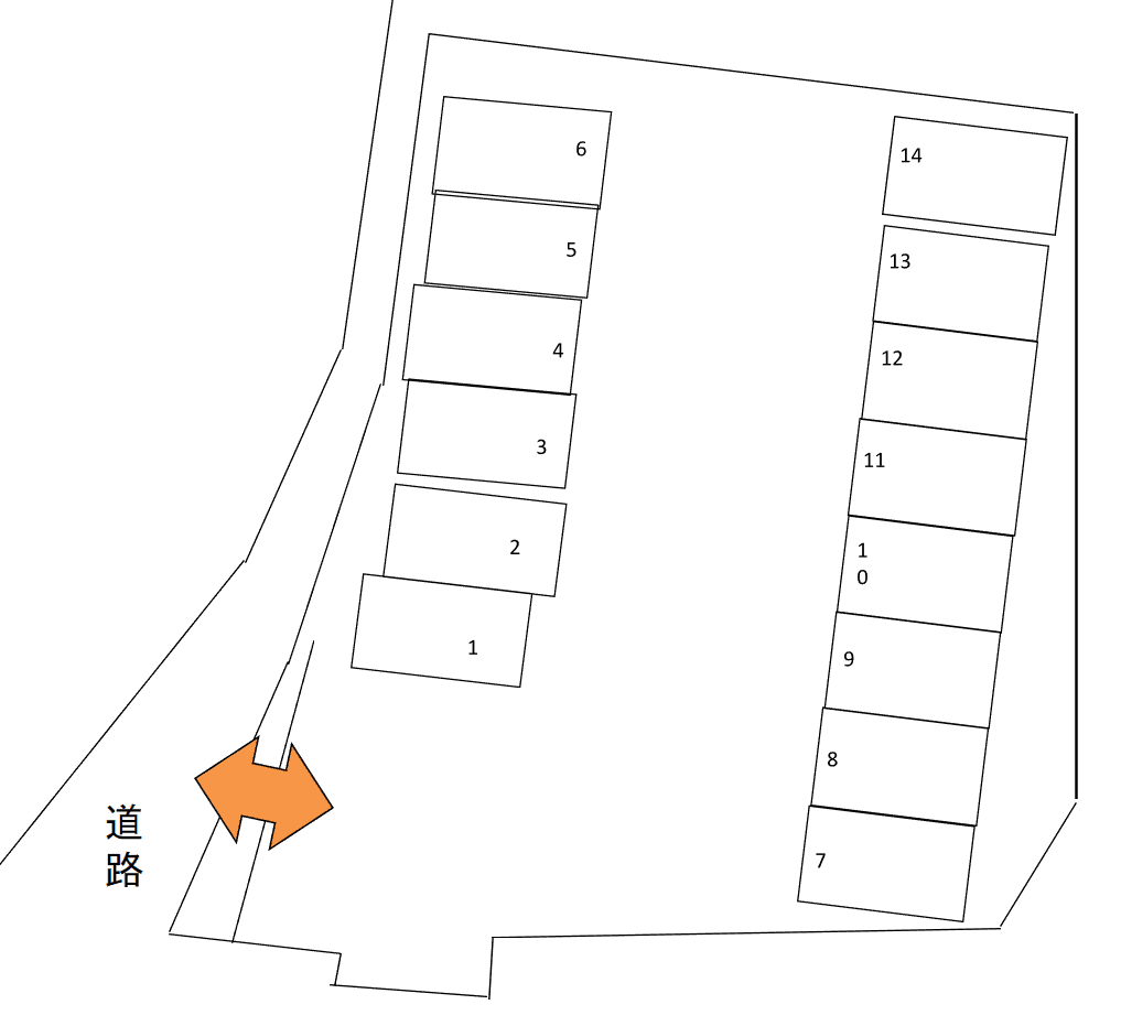 Yパーキングの駐車配置図