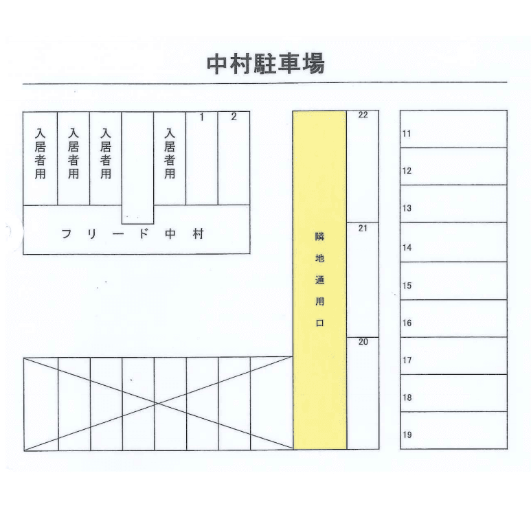 中村駐車場の駐車配置図