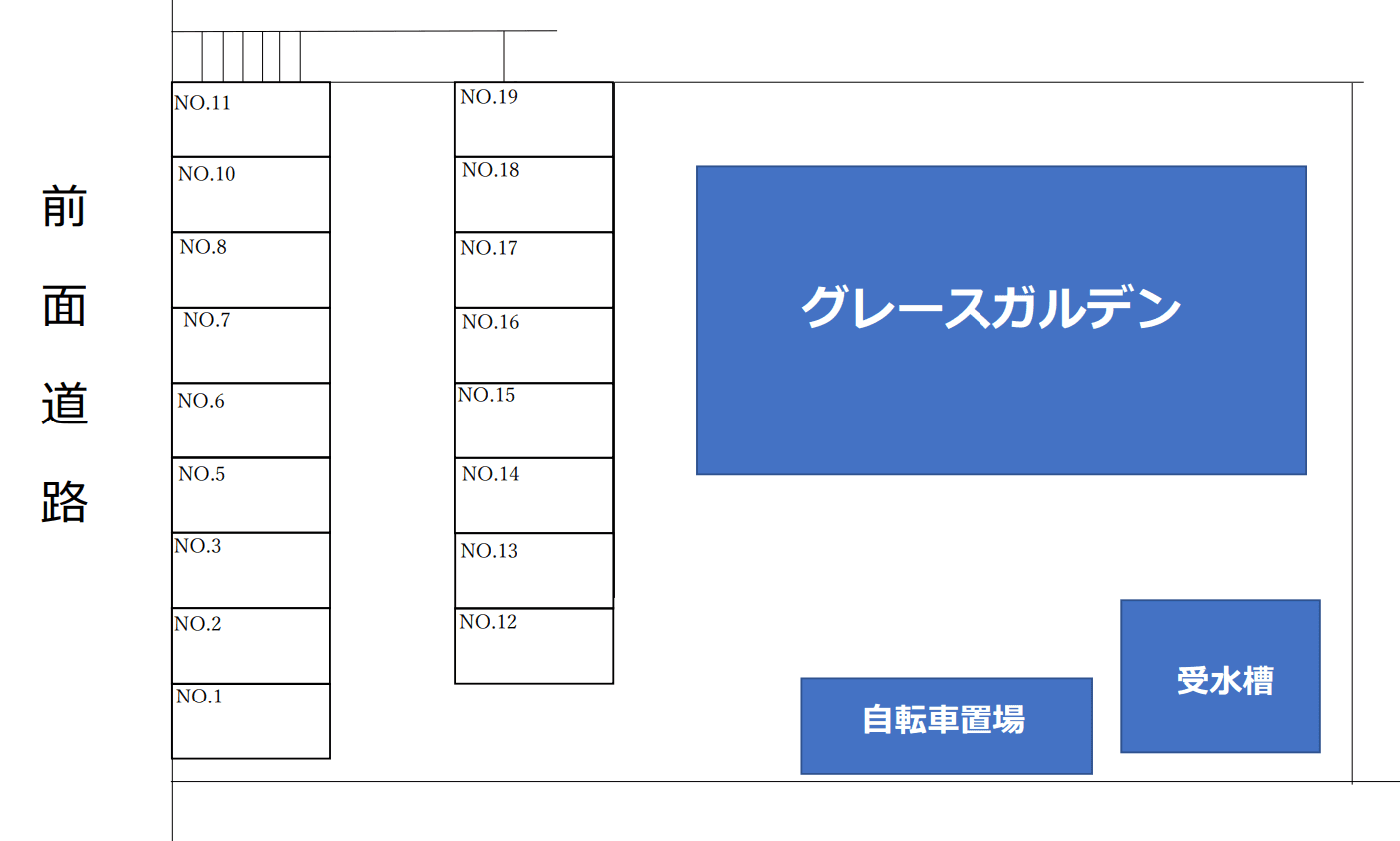グレースガルデン月極敷地内駐車場の駐車配置図