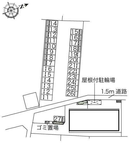 サンハイツＤ(42985)　敷地外駐車場の駐車配置図