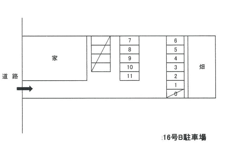 １６号Ｂ駐車場の駐車配置図