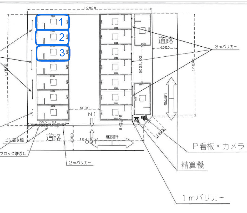 エコロパーク 茅ヶ崎東海岸第1駐車場の駐車配置図
