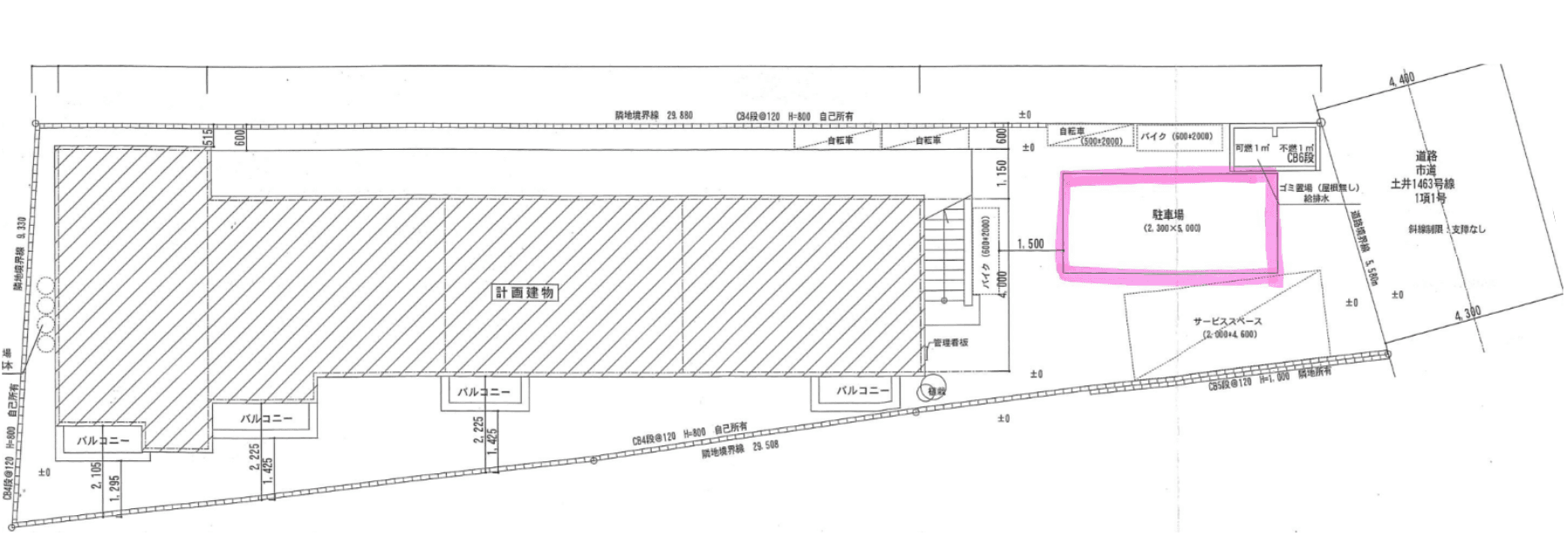 Creo FERIO 土井の駐車配置図