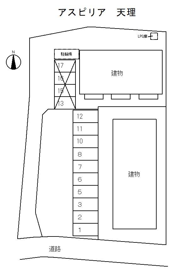 アスピリア　天理の駐車配置図