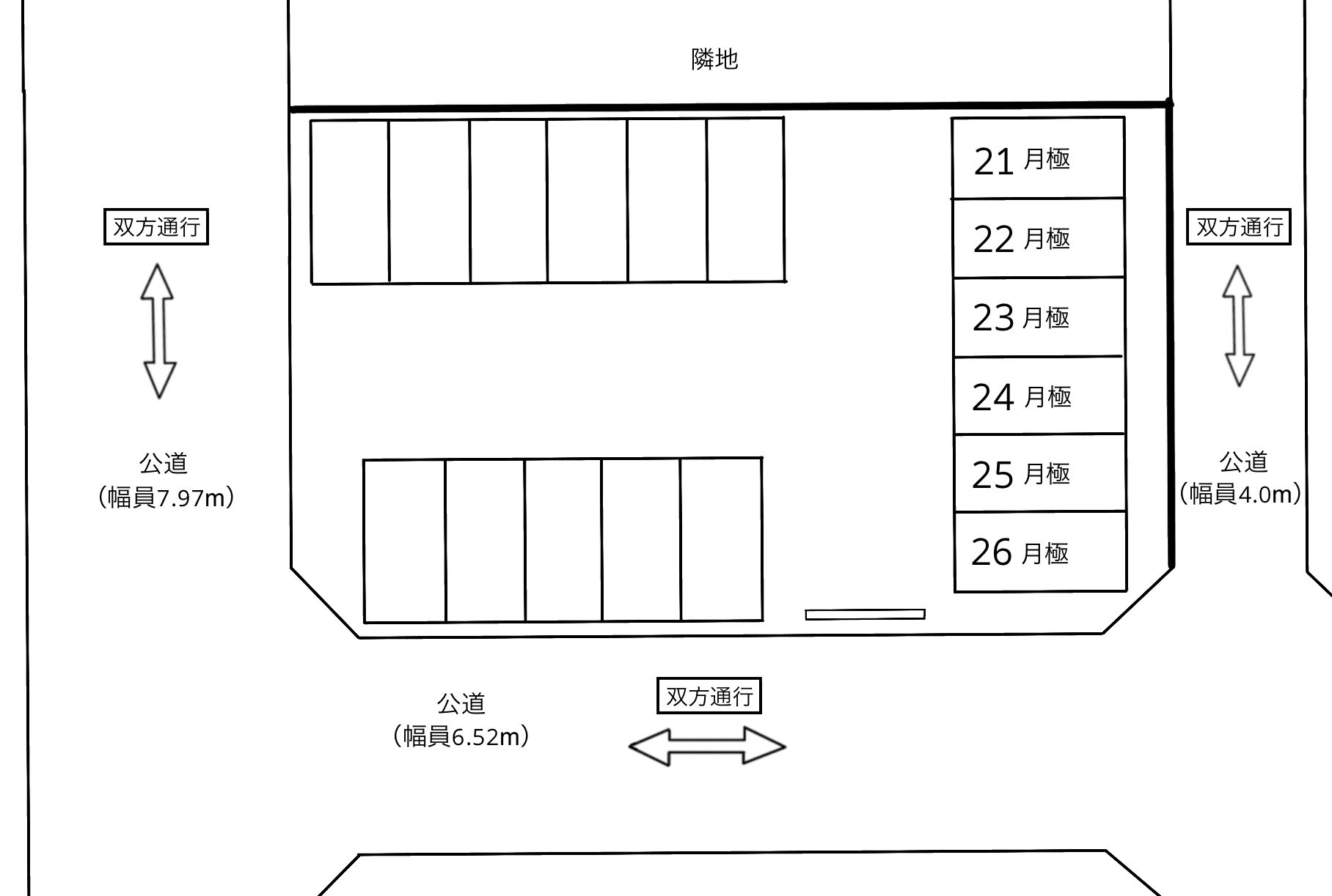 浦里３丁目の駐車配置図