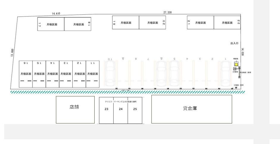 クリエス・パーキング新潟上大川前通5番町の駐車配置図