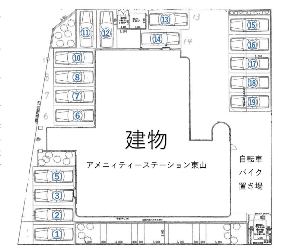 アメニティステーション東山の駐車配置図
