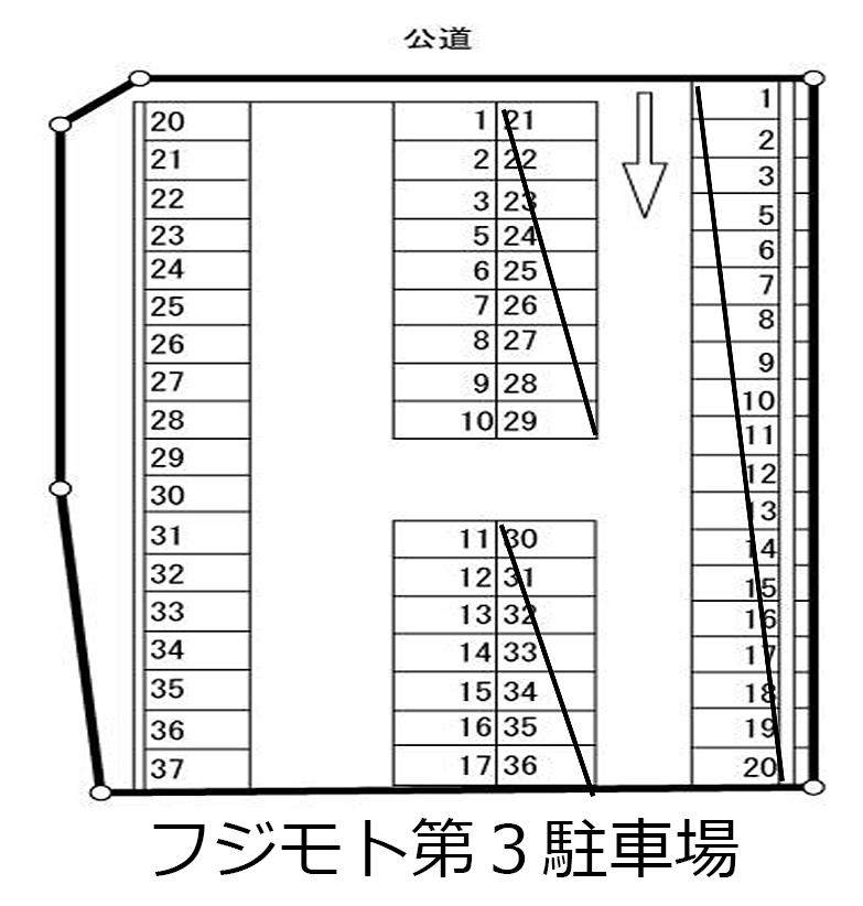 フジモト第３駐車場の駐車配置図