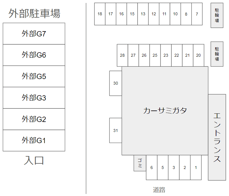 カーサミガタの駐車配置図