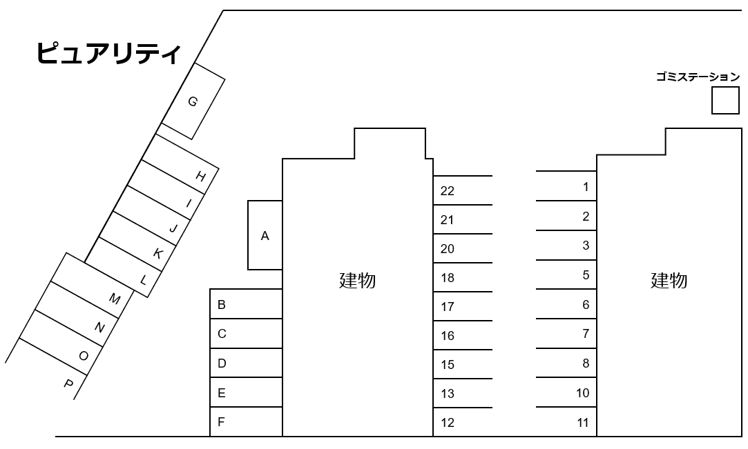 ピュアリティⅠ・Ⅱ駐車場の駐車配置図