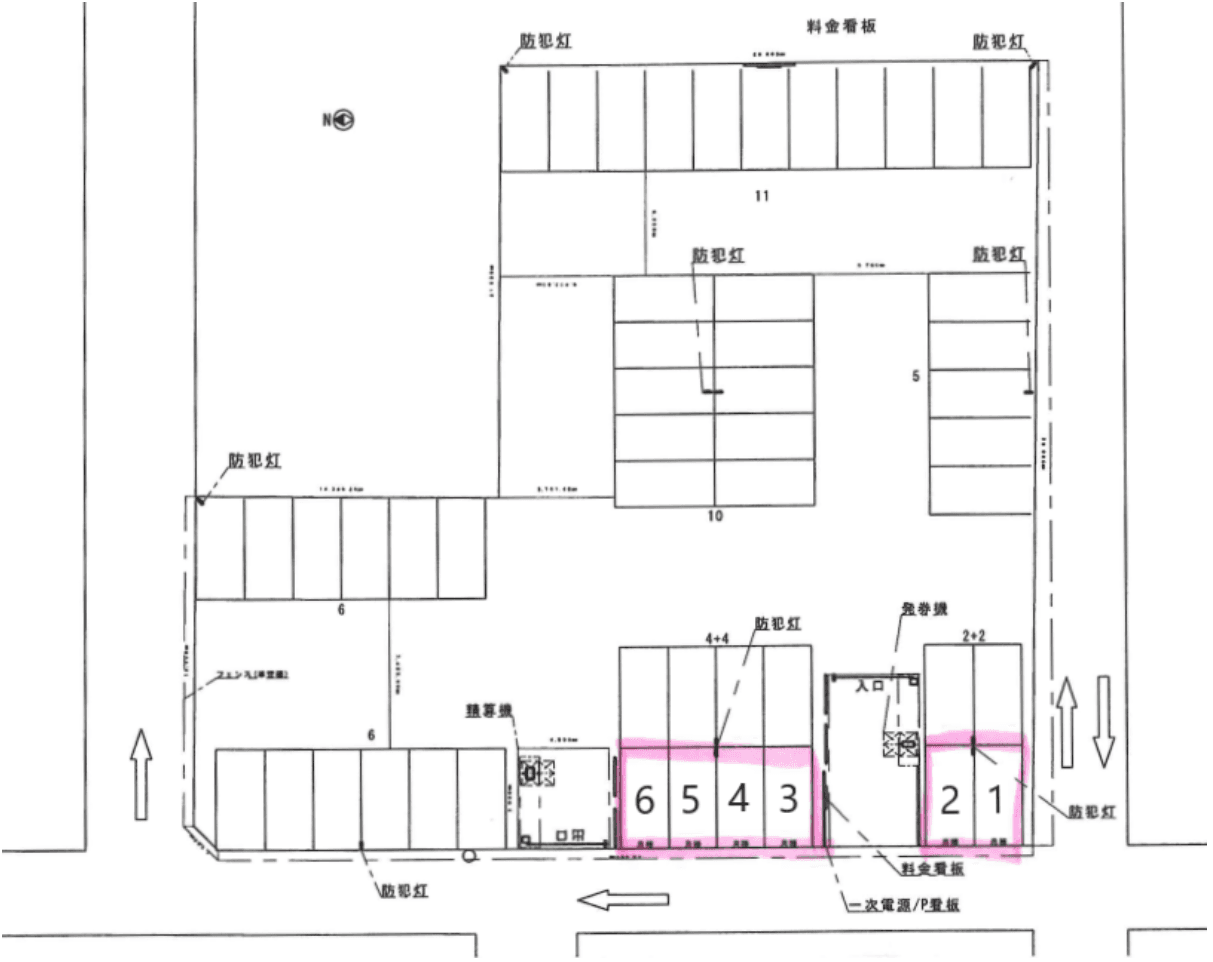 クレスト大今里南の駐車配置図