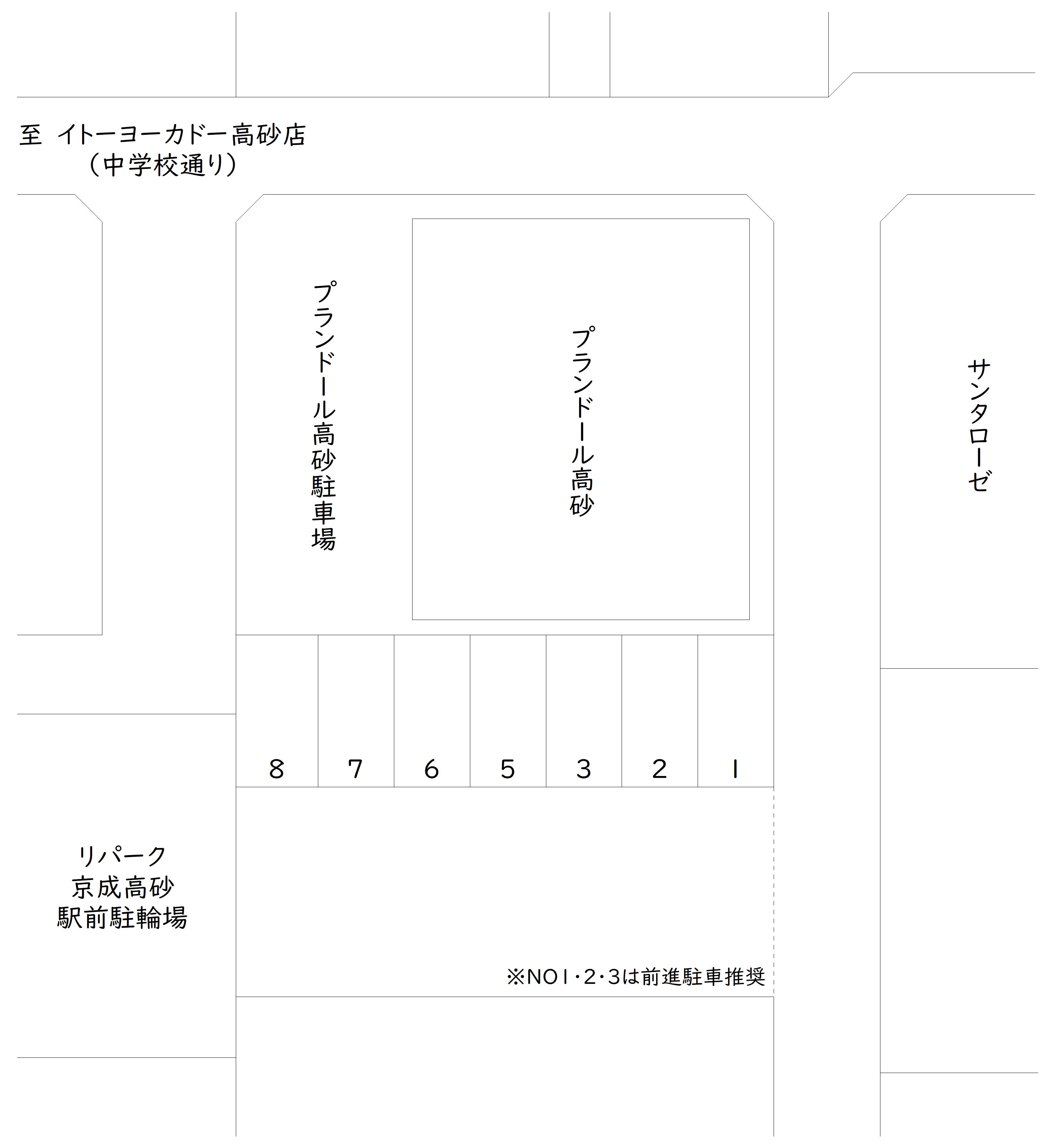 高砂3-15 駐車場の駐車配置図