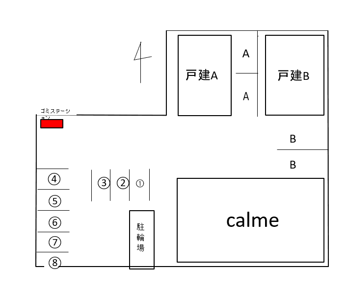 Calme専用駐車場の駐車配置図