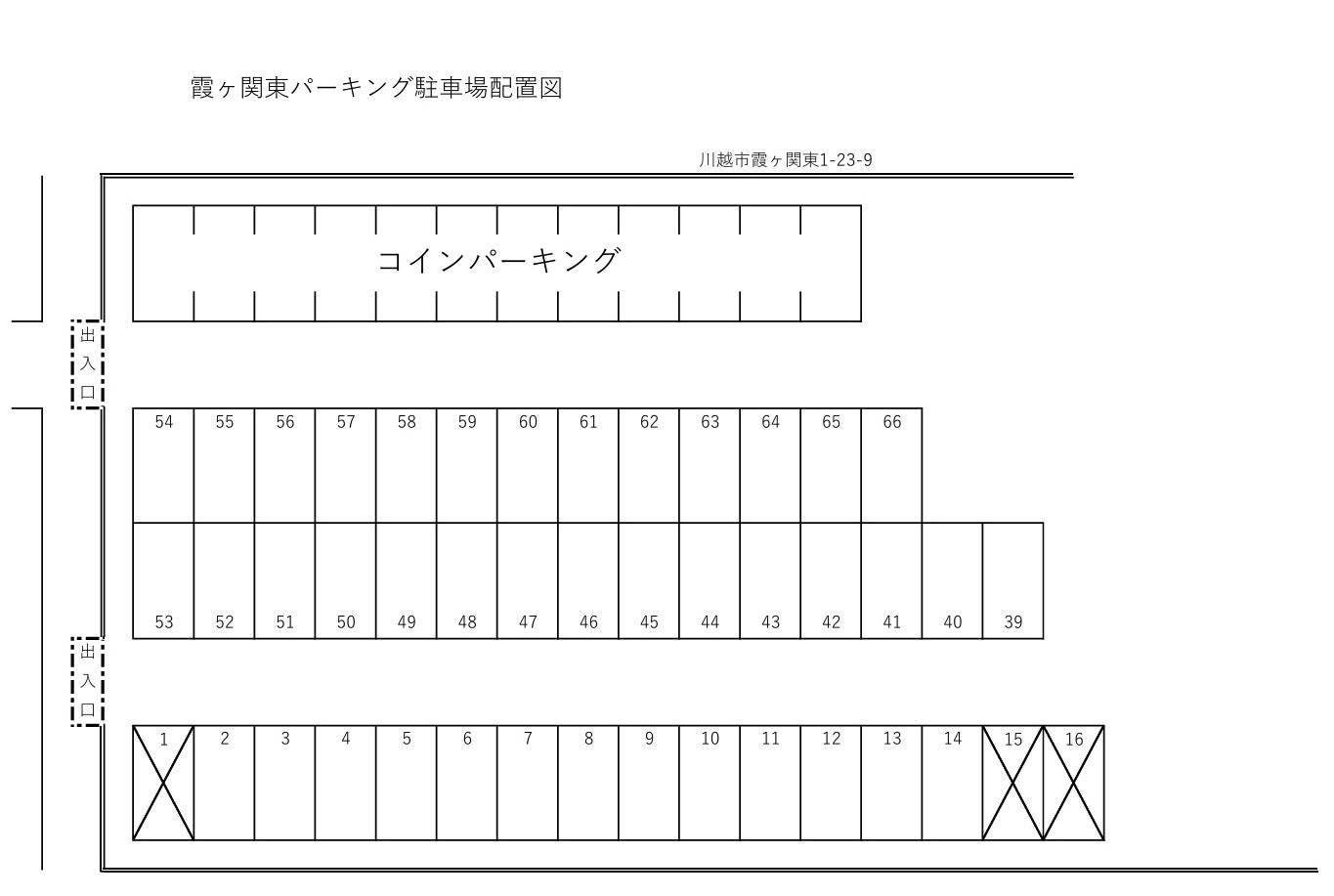 霞ヶ関東パーキングの駐車配置図