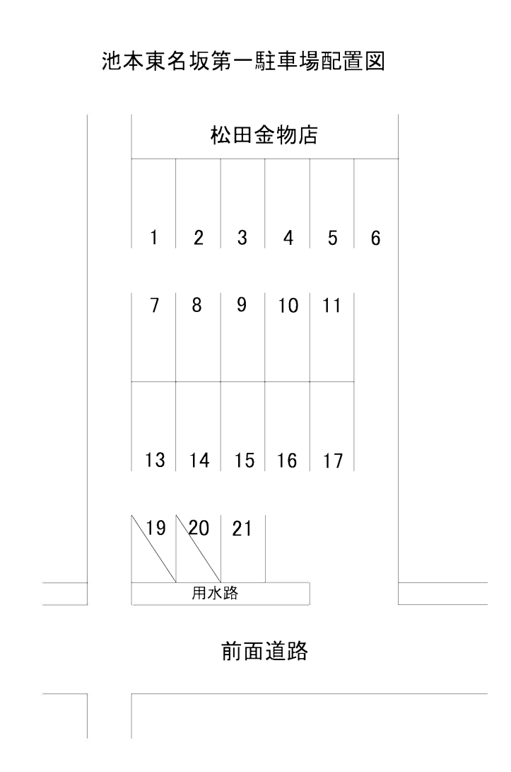 池本東名坂第一駐車場の駐車配置図