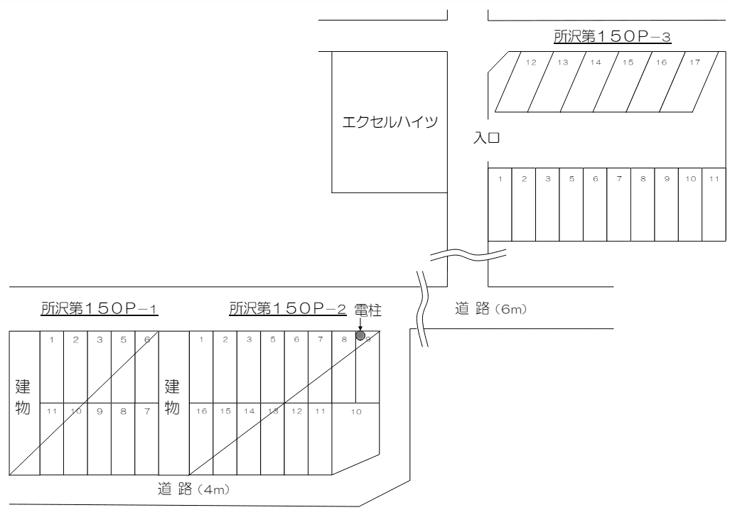 所沢第１５０Ｐ－３の駐車配置図