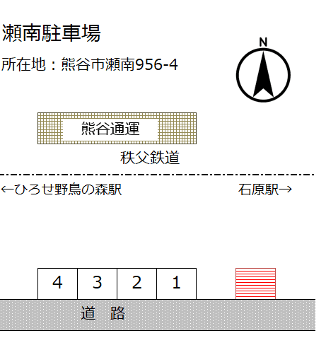 瀬南駐車場の駐車配置図