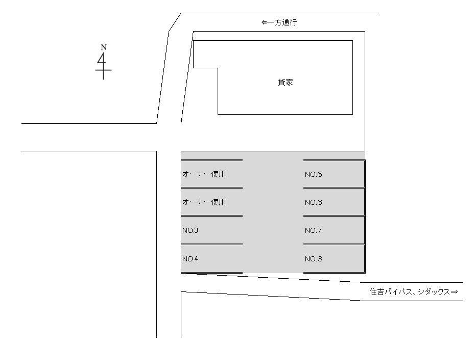 小豆餅2丁目1394-3駐車場の駐車配置図