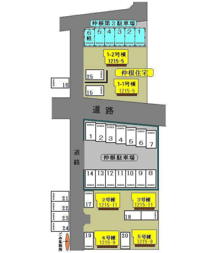 仲根駐車場の駐車配置図