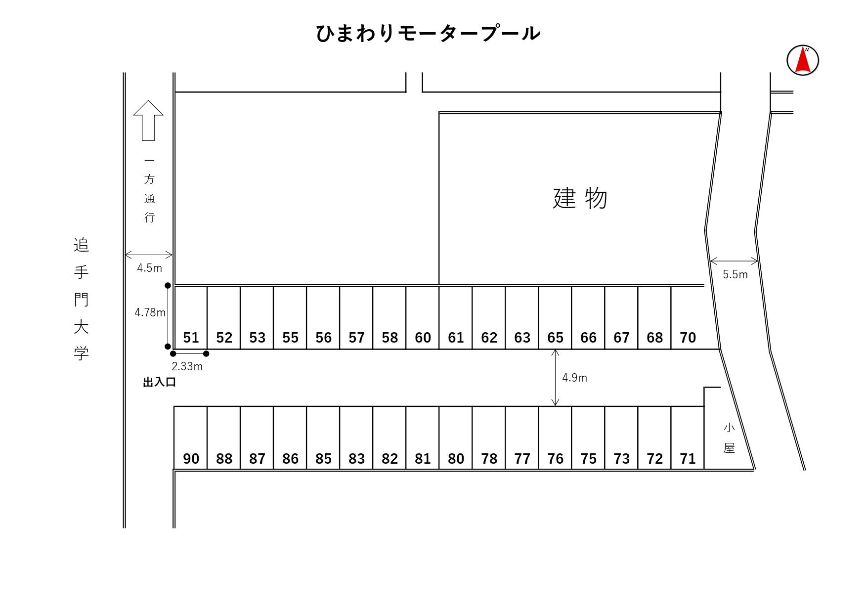 ひまわりモータープールの駐車配置図
