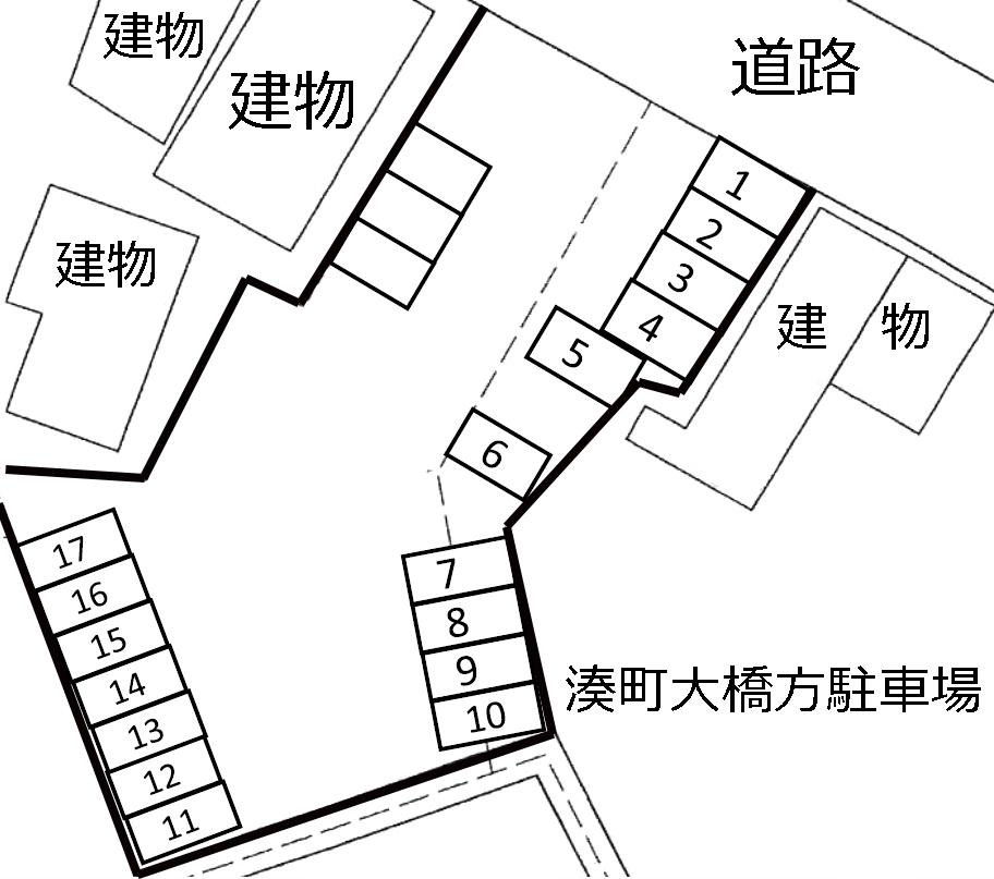 湊町大橋方駐車場の駐車配置図