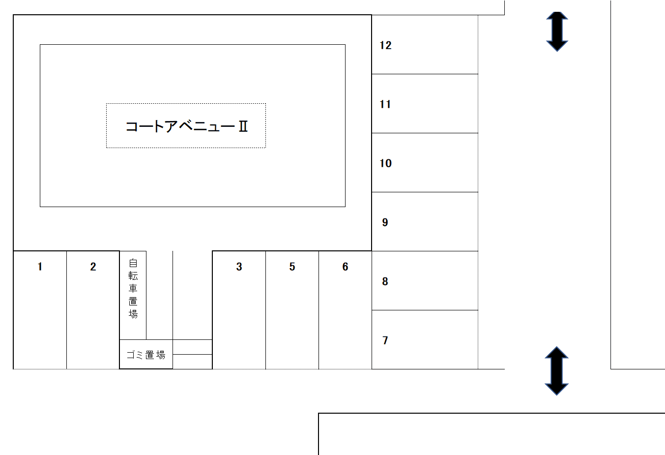 コートアベニューⅡ駐車場の駐車配置図
